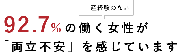 出産経験のない92.7%の働く女性が「両立不安」を感じています
